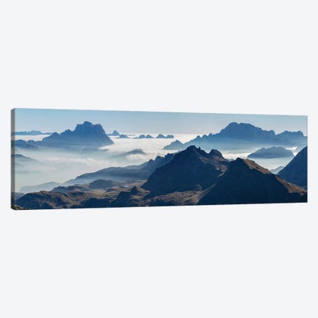 View towards Antelao, Pelmo, Civetta seen from Sella mountain range (Gruppo del Sella) in the Dolomites Canvas Print #MZW302} by Martin Zwick Canvas Print