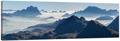 View towards Antelao, Pelmo, Civetta seen from Sella mountain range (Gruppo del Sella) in the Dolomites Canvas Art Print - Martin Zwick