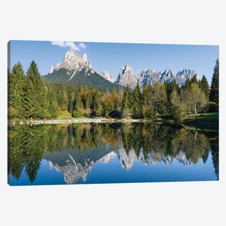 Lago Welsperg. Valle del Canali in the mountain range Pale di San Martino, in the Dolomites of the Primiero. Italy. Canvas Print #MZW306} by Martin Zwick Canvas Wall Art