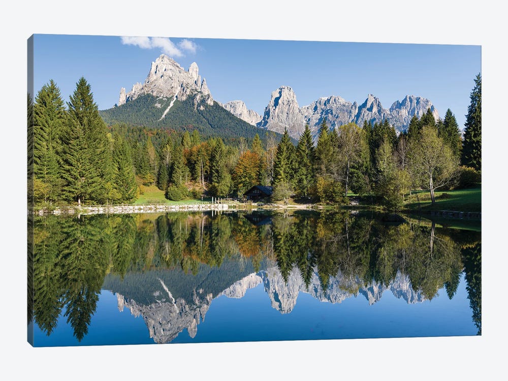Lago Welsperg. Valle del Canali in the mountain range Pale di San Martino, in the Dolomites of the Primiero. Italy. by Martin Zwick 1-piece Canvas Art