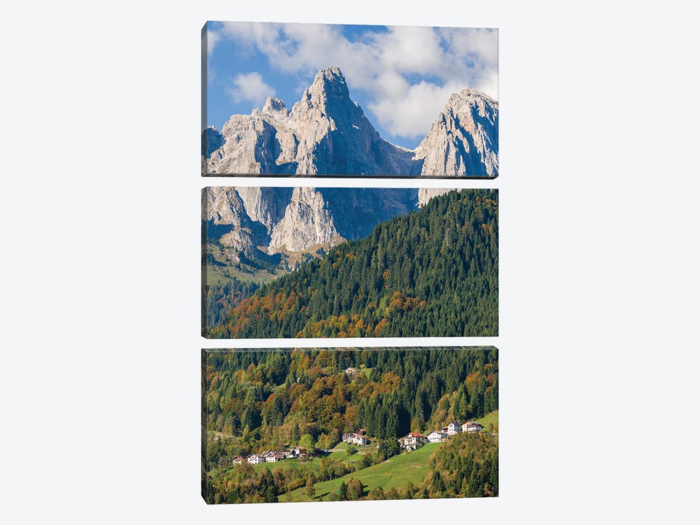 Villages Sarasin and Pongan in the Veneto under the peaks of the mountain range Pale di San Martino by Martin Zwick 3-piece Art Print