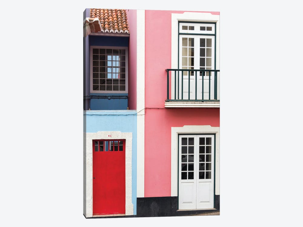 The typical facades of the houses in the historic center. Capital Angra do Heroismo historic center by Martin Zwick 1-piece Canvas Wall Art