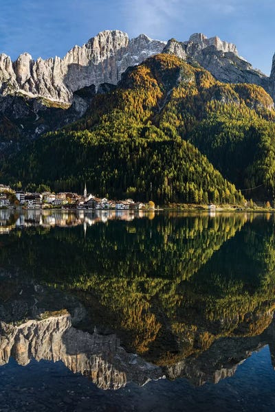 Martin Zwick: Village Alleghe at Lago di Alleghe at the foot of mount Civetta, Dolomites, Veneto, Italy by Martin Zwick
