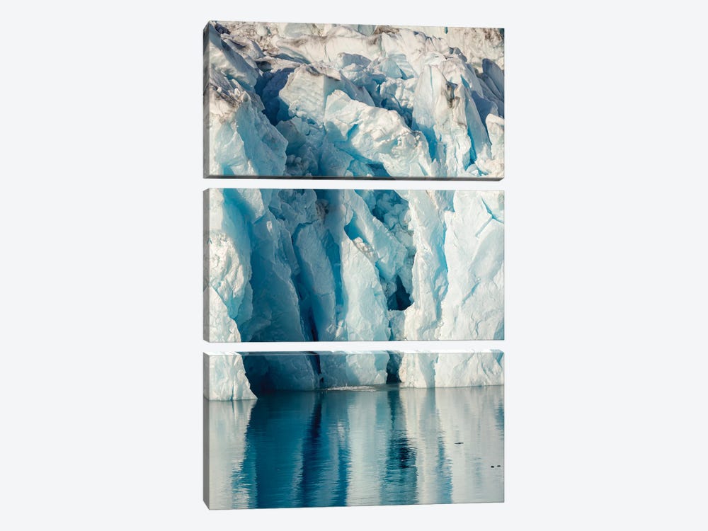 Knud Rasmussen Glacier (Also Called Apuseeq Glacier) In Sermiligaaq Fjord, Ammassalik, Danish Territory by Martin Zwick 3-piece Canvas Wall Art