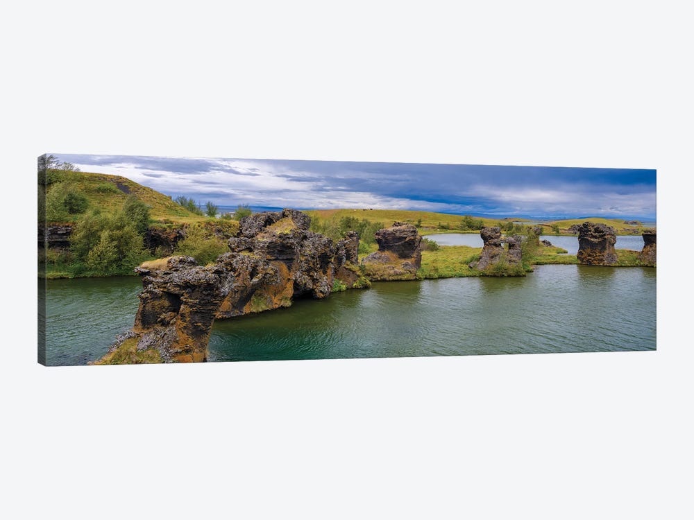 Lava Chimneys, Rock Formations Created During The Cooling Of A Lava Flow, Hofdi Nature Reserve Europe, Iceland by Martin Zwick 1-piece Canvas Art Print