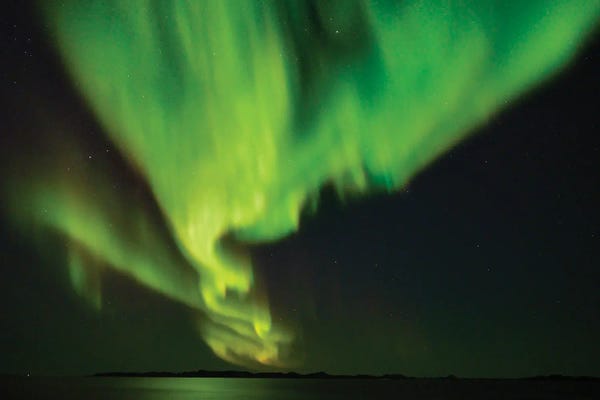 Greenland: Northern Lights Over The Fjord Nuup Kangerlua Nuuk The Capital Of Greenland During Late Autumn Greenland, Danish Territory by Martin Zwick