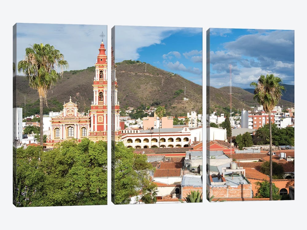 Church San Francisco. Town of Salta, located in the foothills of the Andes. Argentina by Martin Zwick 3-piece Canvas Print