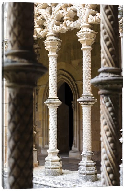 Claustro Real, the royal cloister. Monastery of Batalha, Mosteiro de Santa Maria da Vitoria Canvas Art Print - Column Art