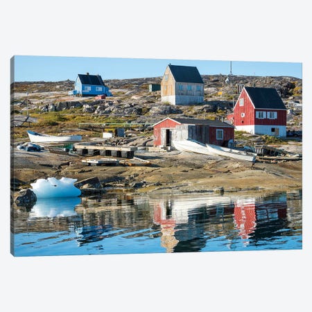 Inuit village Oqaatsut (once called Rodebay) located in Disko Bay. Greenland Canvas Print #MZW41} by Martin Zwick Canvas Wall Art