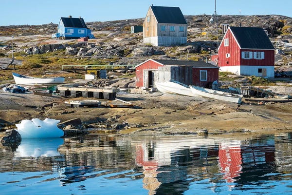 Inuit village Oqaatsut (once called Rodebay) located in Disko Bay. Greenland