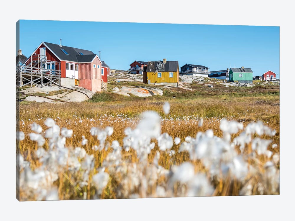 Inuit village Oqaatsut (once called Rodebay) located in Disko Bay. Greenland by Martin Zwick 1-piece Canvas Art