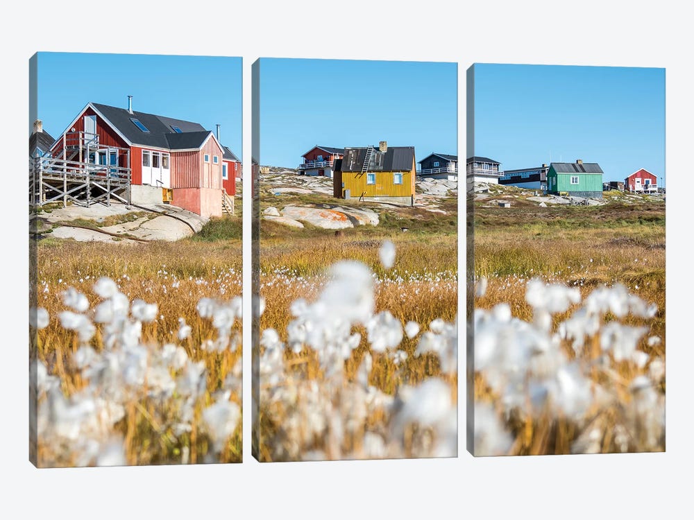 Inuit village Oqaatsut (once called Rodebay) located in Disko Bay. Greenland by Martin Zwick 3-piece Canvas Artwork