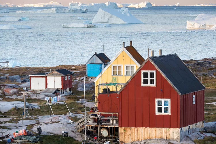 Inuit village Oqaatsut (once called Rodebay) located in Disko Bay. Greenland