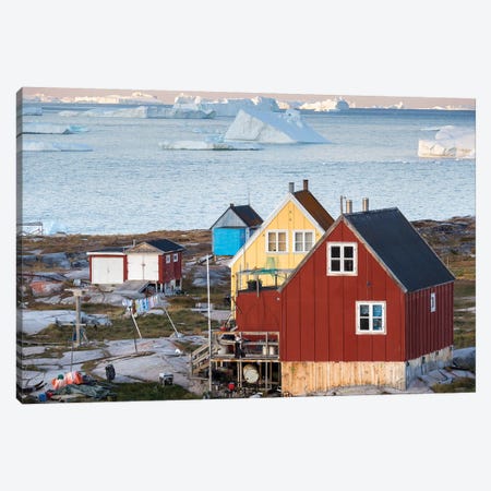 Inuit village Oqaatsut (once called Rodebay) located in Disko Bay. Greenland Canvas Print #MZW44} by Martin Zwick Canvas Art Print