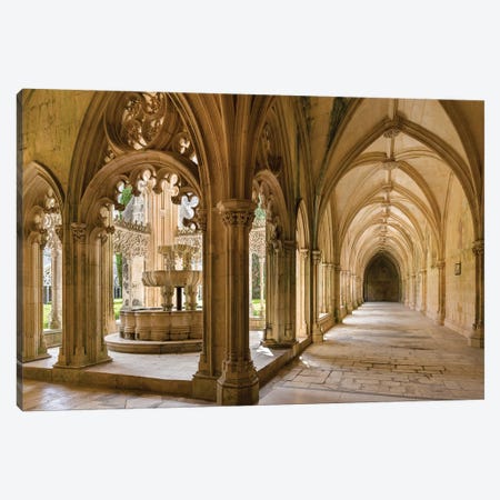 The fountain and water basin in the Claustro Real, royal cloister. Monastery of Batalha, Portugal  Canvas Print #MZW52} by Martin Zwick Canvas Art Print