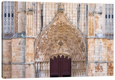 The main portal. The monastery of Batalha, Mosteiro de Santa Maria da Vitoria. Canvas Art Print - Door Art