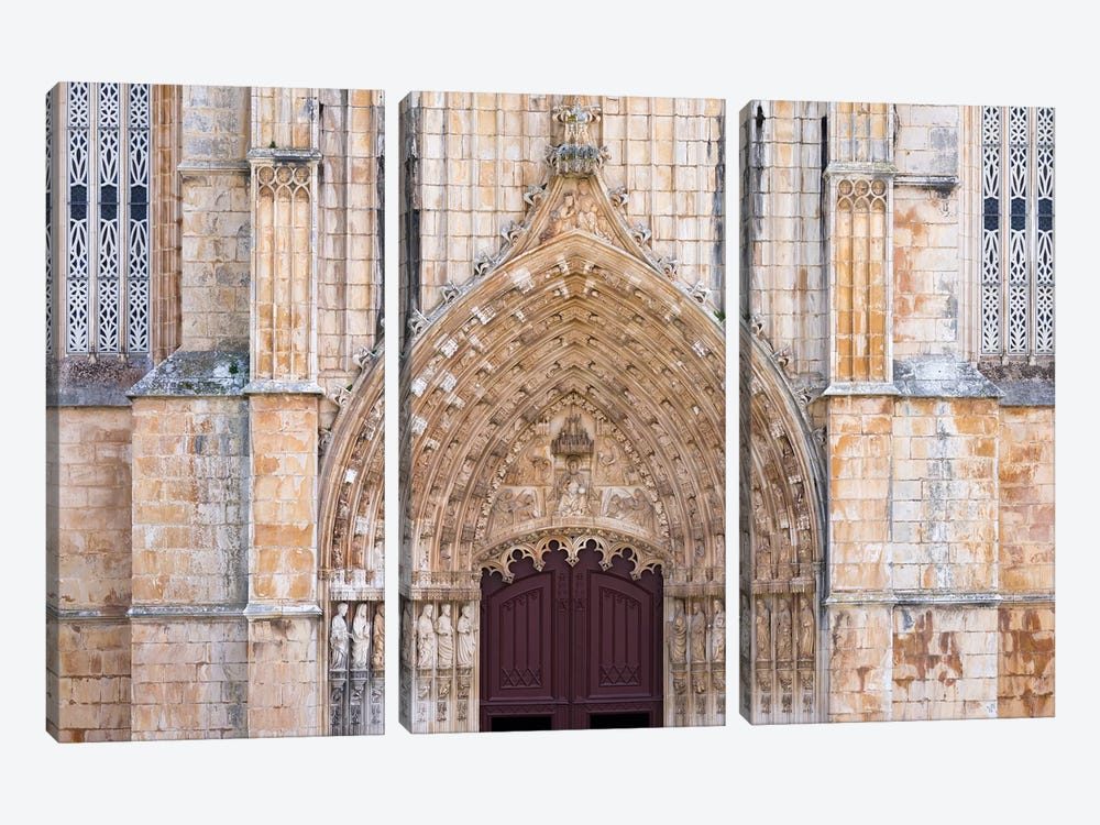 The main portal. The monastery of Batalha, Mosteiro de Santa Maria da Vitoria. by Martin Zwick 3-piece Canvas Art