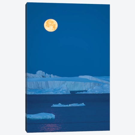 Full Moon. Ilulissat Icefjord also called kangia or Ilulissat Kangerlua at Disko Bay.  Canvas Print #MZW65} by Martin Zwick Art Print