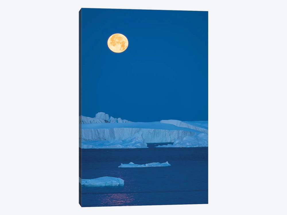 Full Moon. Ilulissat Icefjord also called kangia or Ilulissat Kangerlua at Disko Bay.  by Martin Zwick 1-piece Canvas Print