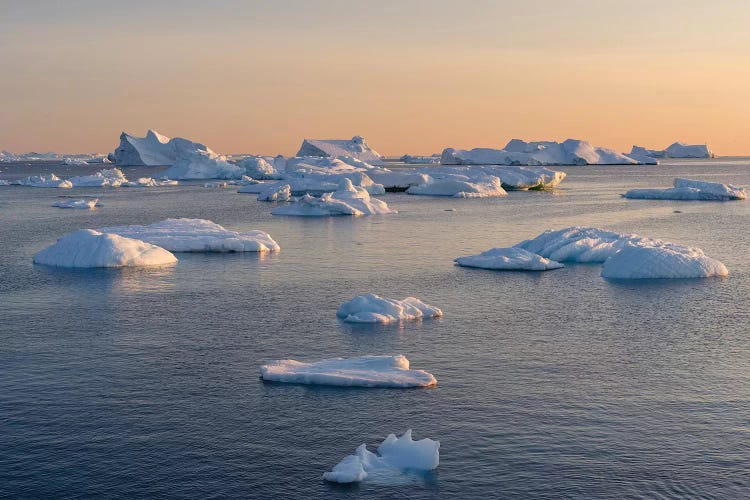 Icebergs in the Disko Bay. Inuit village Oqaatsut located in Greenland by Martin Zwick wall art