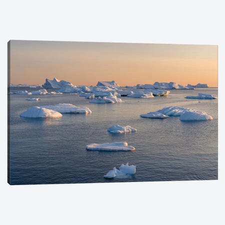 Icebergs in the Disko Bay. Inuit village Oqaatsut located in Greenland Canvas Print #MZW77} by Martin Zwick Canvas Art