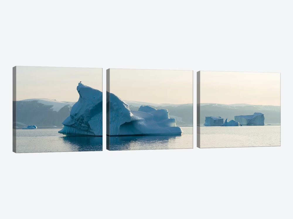 Icebergs in the Uummannaq fjord system, northwest Greenland by Martin Zwick 3-piece Canvas Art Print