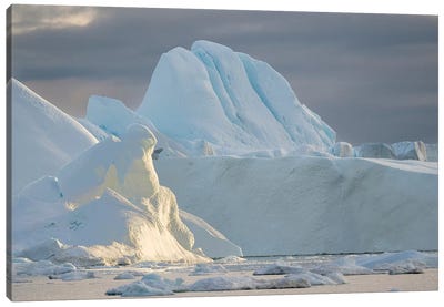 Ilulissat Icefjord also called kangia or Ilulissat Kangerlua at Disko Bay.  Canvas Art Print - Glacier & Iceberg Art