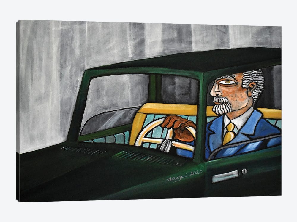 The Man In The Green Automobile by Nagui Achamallah 1-piece Canvas Artwork