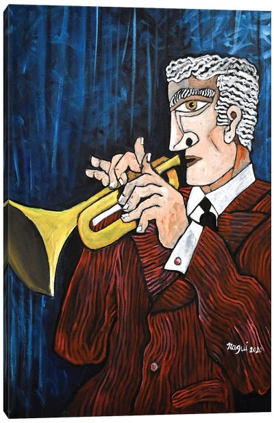 Trumpet Player Canvas Art Print - Musician Art