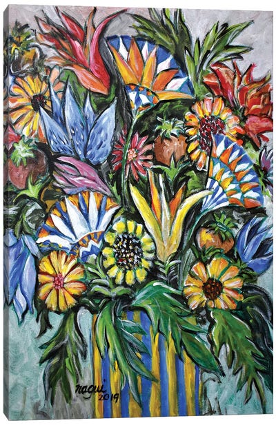 Flowers X Canvas Art Print - Cubism Art