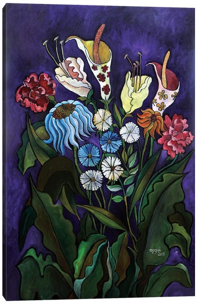 Flowers II Canvas Art Print - Cubism Art