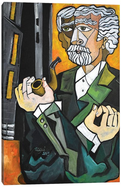 Man With A Pipe Canvas Art Print - Cubism Art