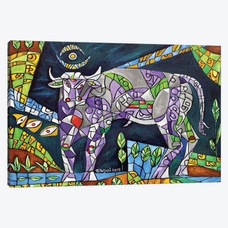 Grazing Bull Canvas Print #NAA12} by Nagui Achamallah Art Print
