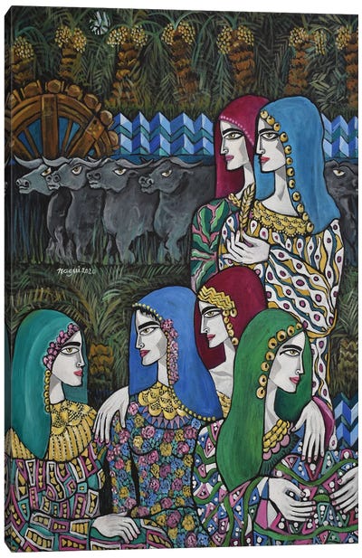 The Village Women Canvas Art Print - Nagui Achamallah