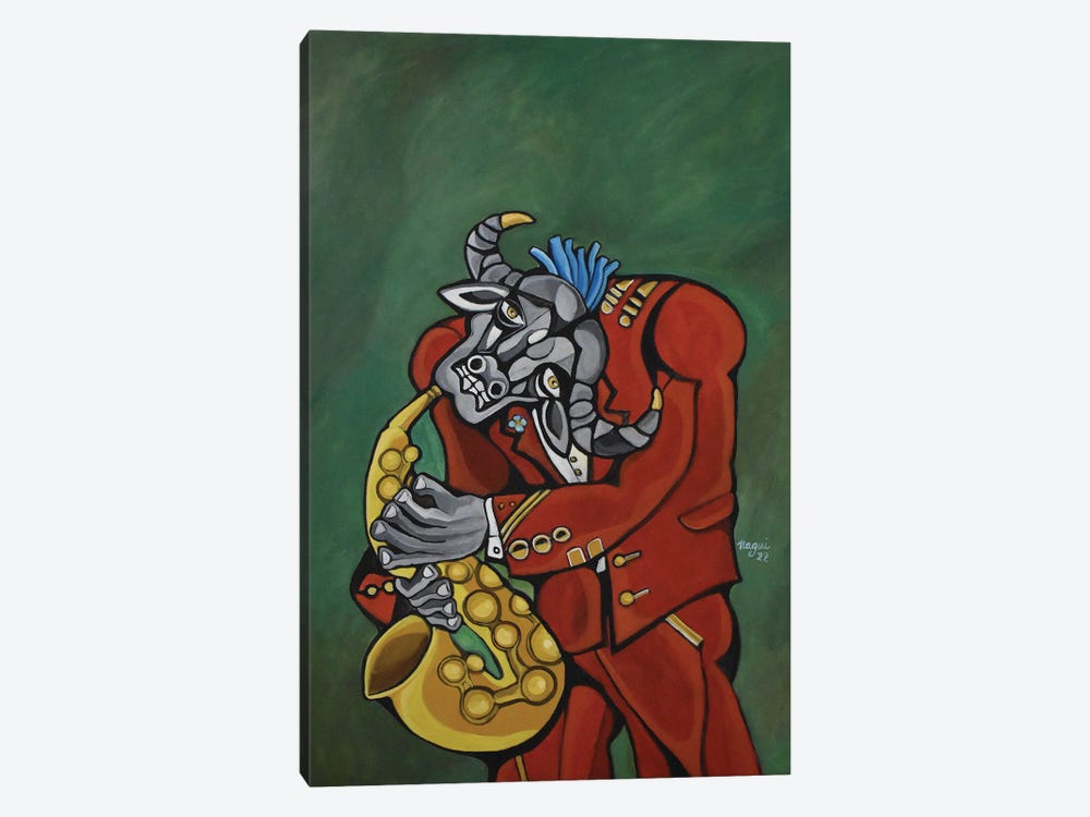 Buffalo Bull's Saxophone by Nagui Achamallah 1-piece Canvas Artwork