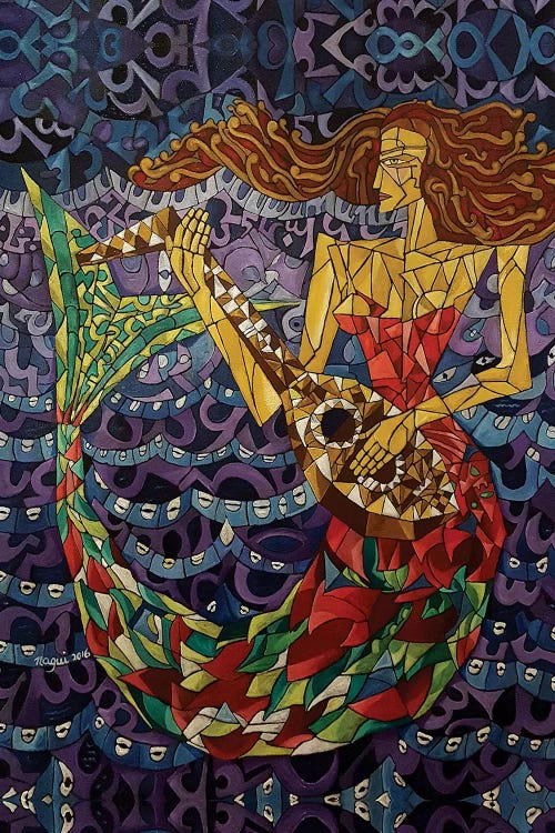 Mermaid Canvas Artwork by Nagui Achamallah | iCanvas
