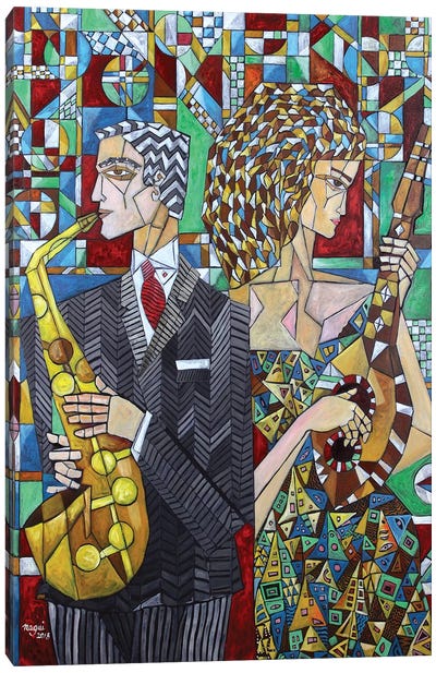 Musicians II Canvas Art Print - Saxophone Art