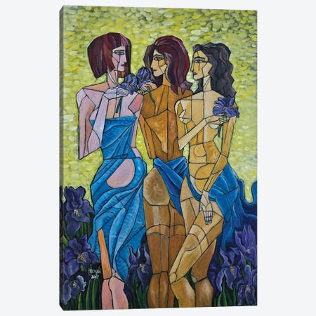 The Three Graces In Vincent's Garden Canvas Print #NAA43} by Nagui Achamallah Canvas Artwork