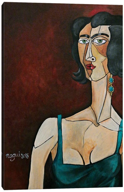 Woman With Emerald Earring Canvas Art Print - Nagui Achamallah