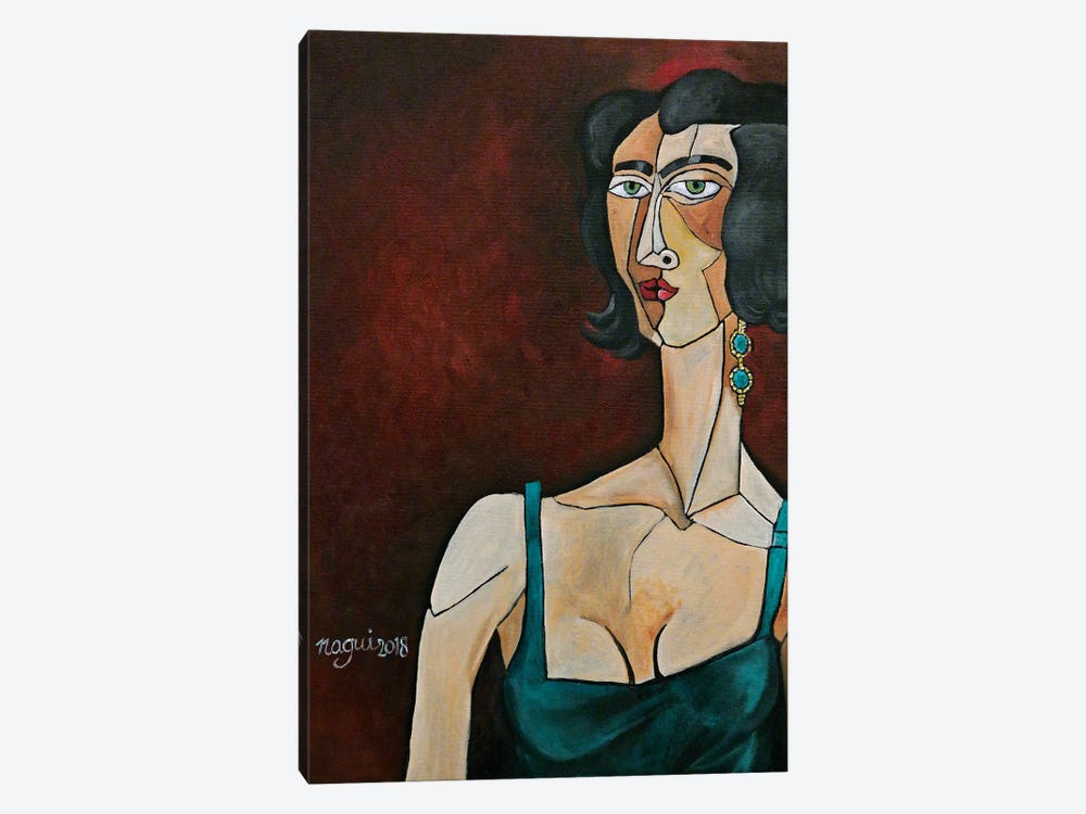 Woman With Emerald Earring by Nagui Achamallah 1-piece Canvas Art