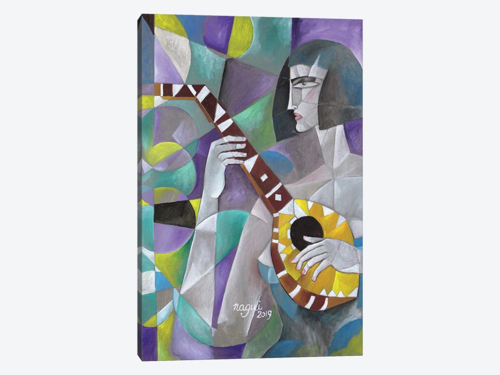 Woman With Lute by Nagui Achamallah 1-piece Art Print