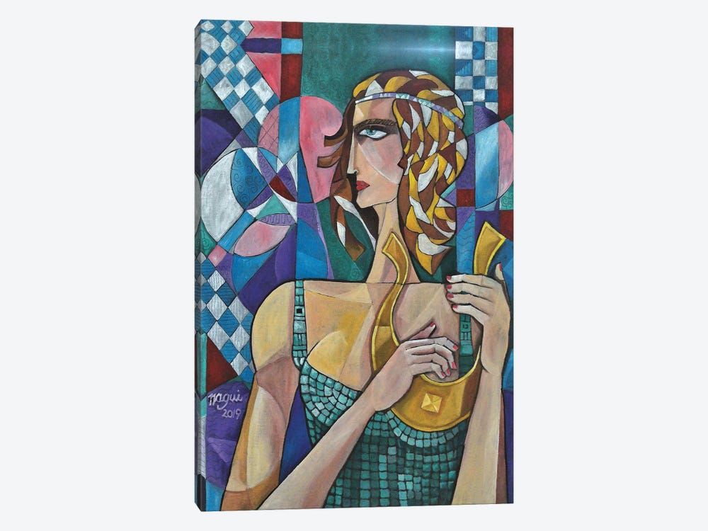 Woman With Lyre by Nagui Achamallah 1-piece Canvas Artwork
