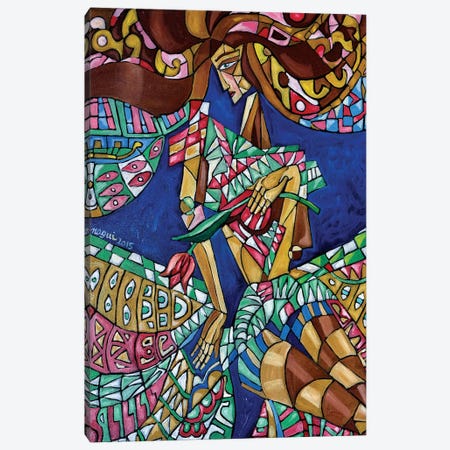 Woman With Tulip Canvas Print #NAA54} by Nagui Achamallah Canvas Artwork