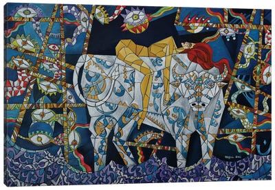 Zeus And Europa Canvas Art Print - Bull Art