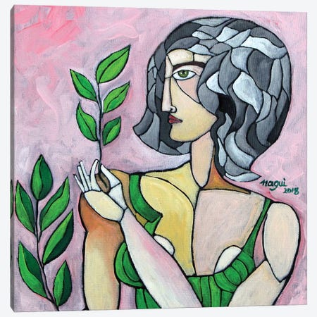 Woman With Grey Hair Canvas Print #NAA63} by Nagui Achamallah Canvas Art