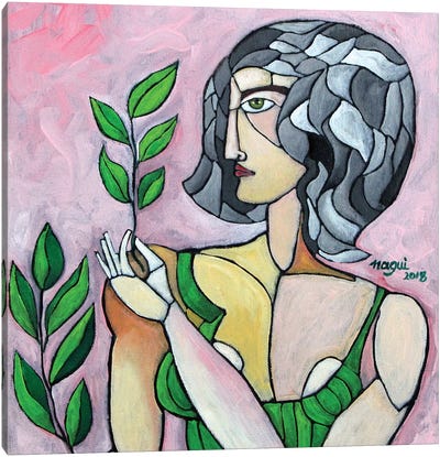 Woman With Grey Hair Canvas Art Print - Nagui Achamallah