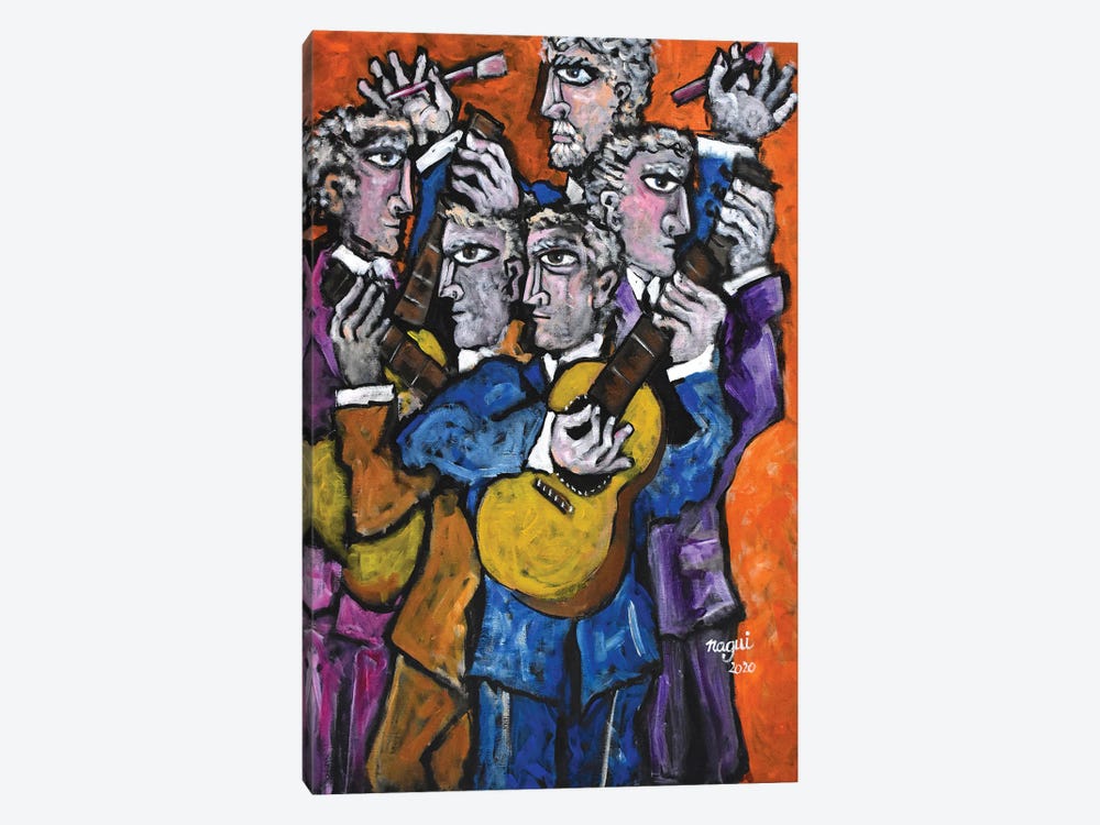Four Guitarists And A Painter by Nagui Achamallah 1-piece Canvas Art Print