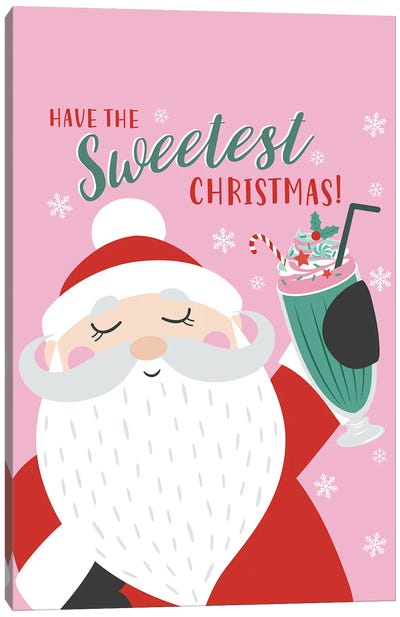 Sweet Christmas Canvas Art Print - Santa Claus Art