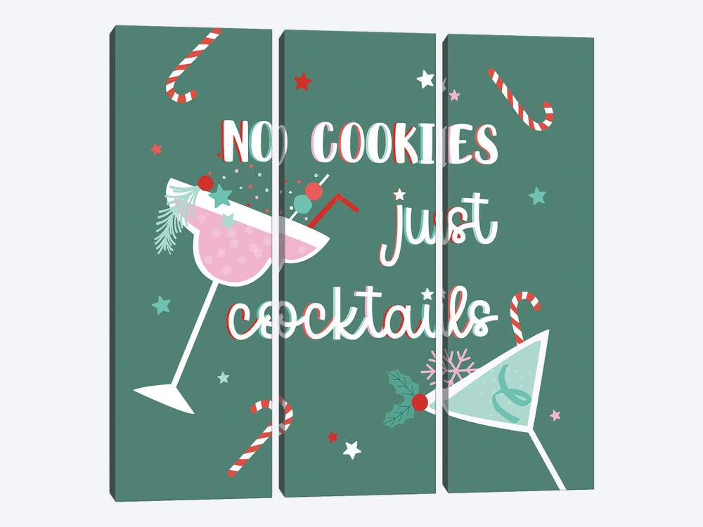 Christmas Cocktails by Angela Nickeas 3-piece Canvas Wall Art