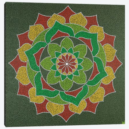 Mandala Flower Canvas Print #NAH13} by Nadya Al-Haroun Canvas Art
